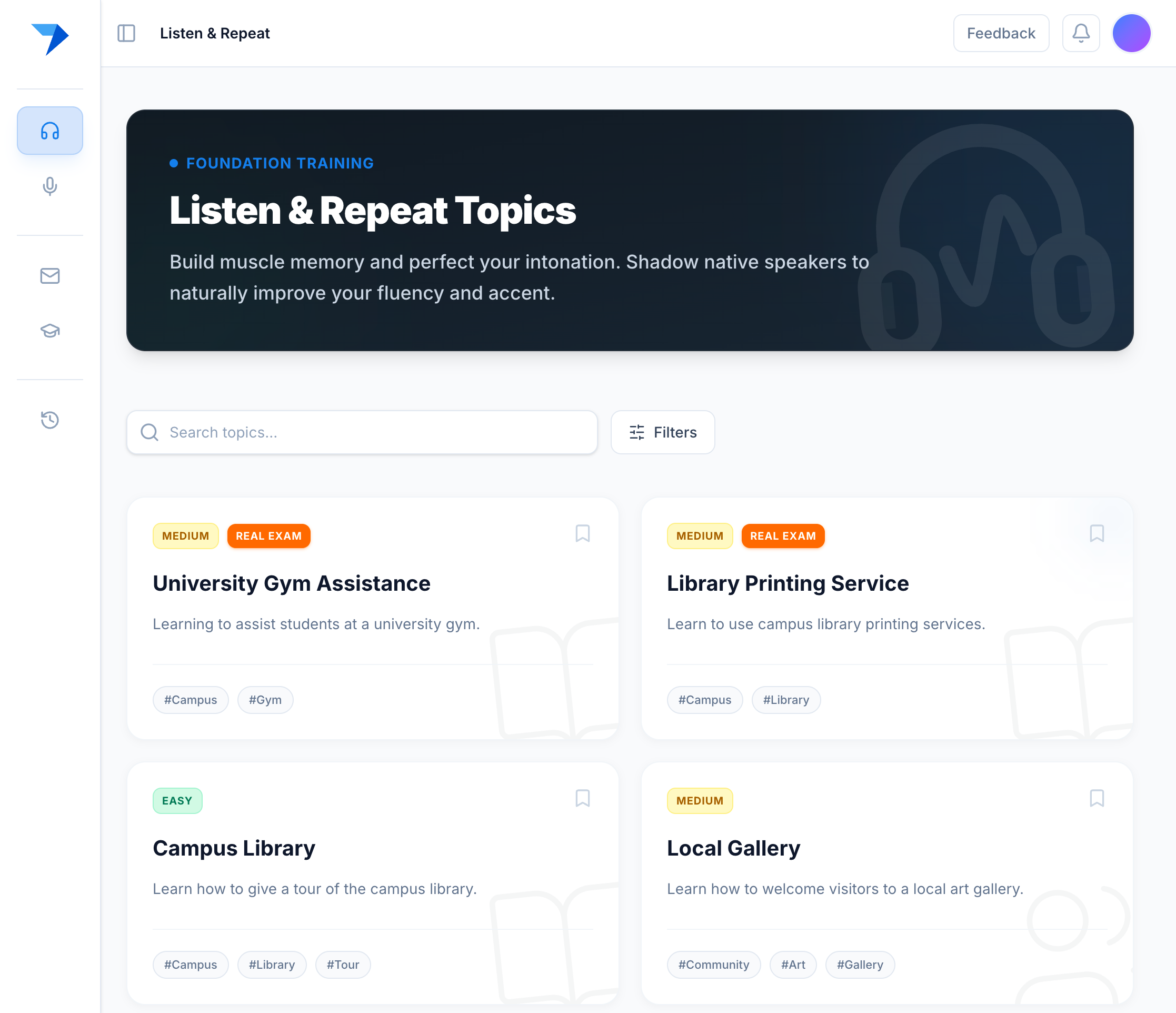 TOEFLAIR dashboard – AI TOEFL speaking and writing practice