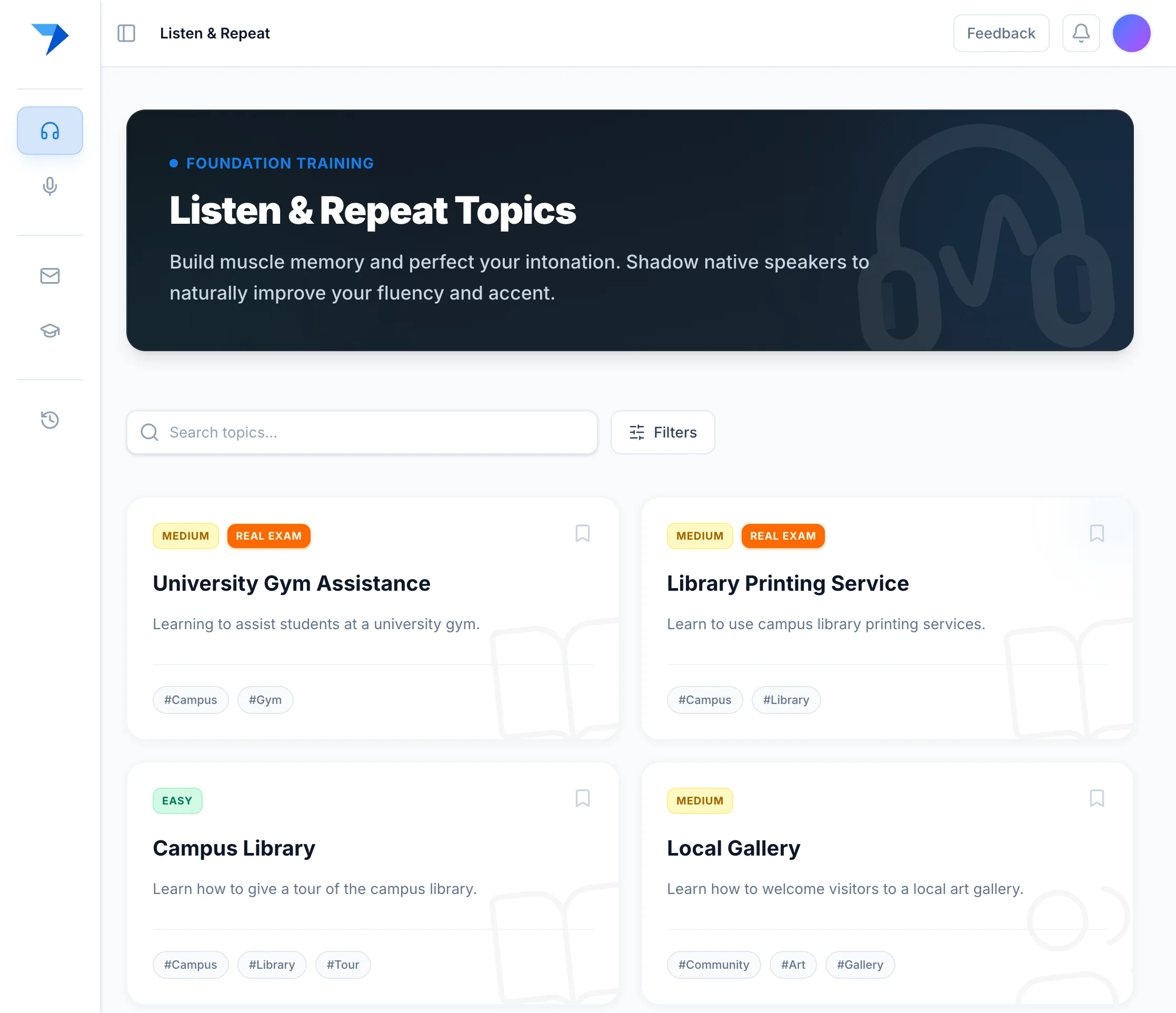 TOEFLAIR dashboard – AI TOEFL speaking and writing practice